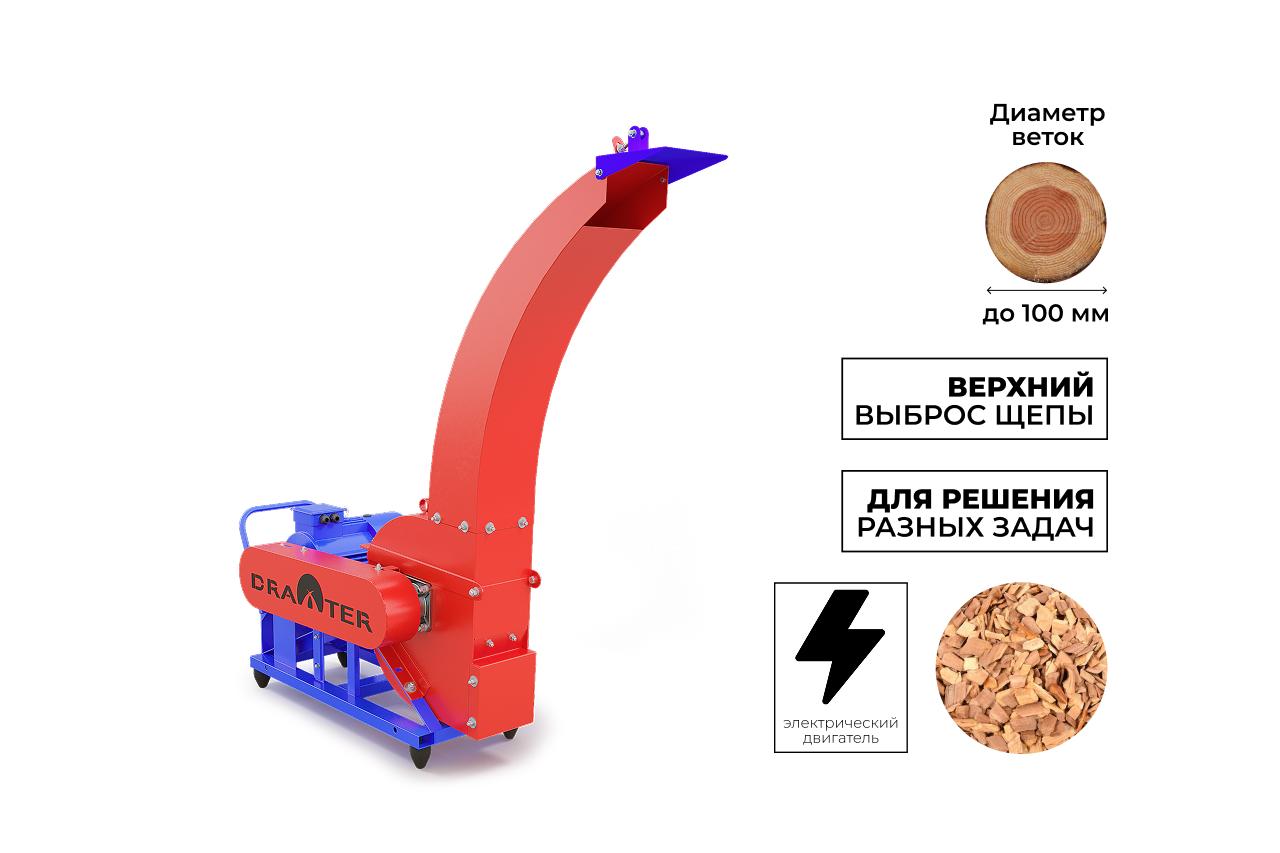 Утилизатор-щепорез 2 в 1 DRAXTER УЩ-450 электрический 11 кВт