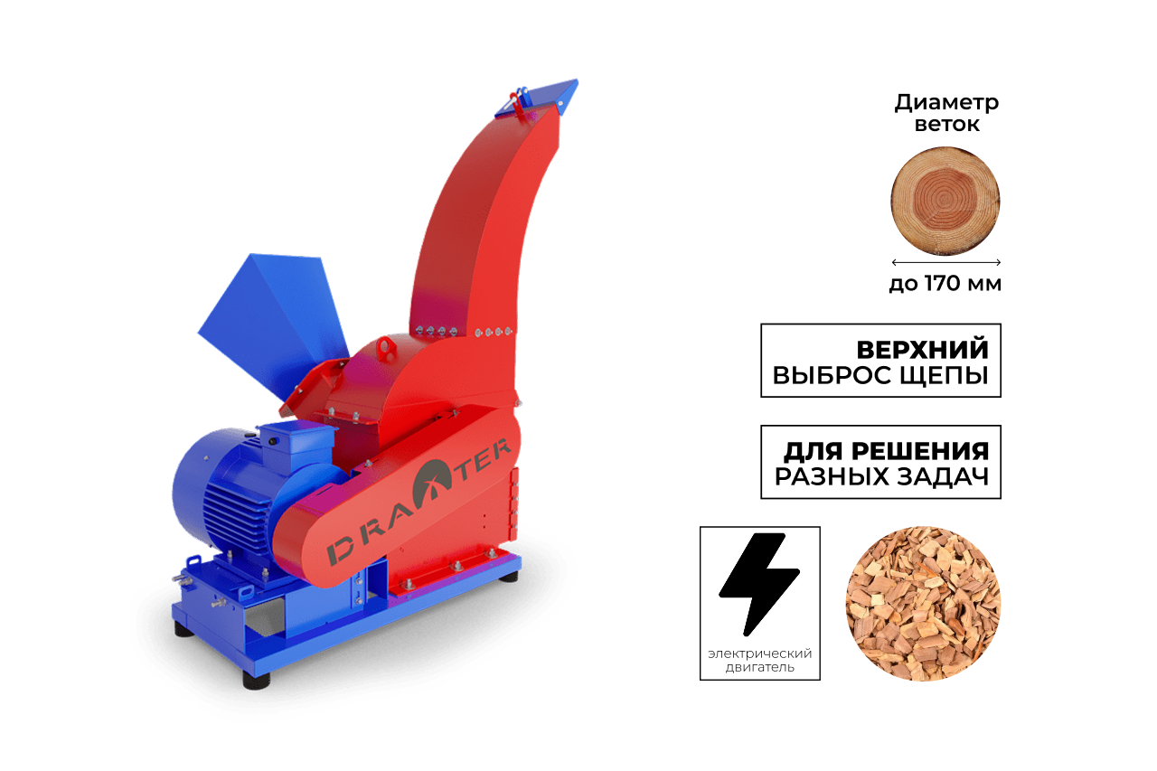 Утилизатор-щепорез 2 в 1 DRAXTER УЩ-650 электрический 22 кВт